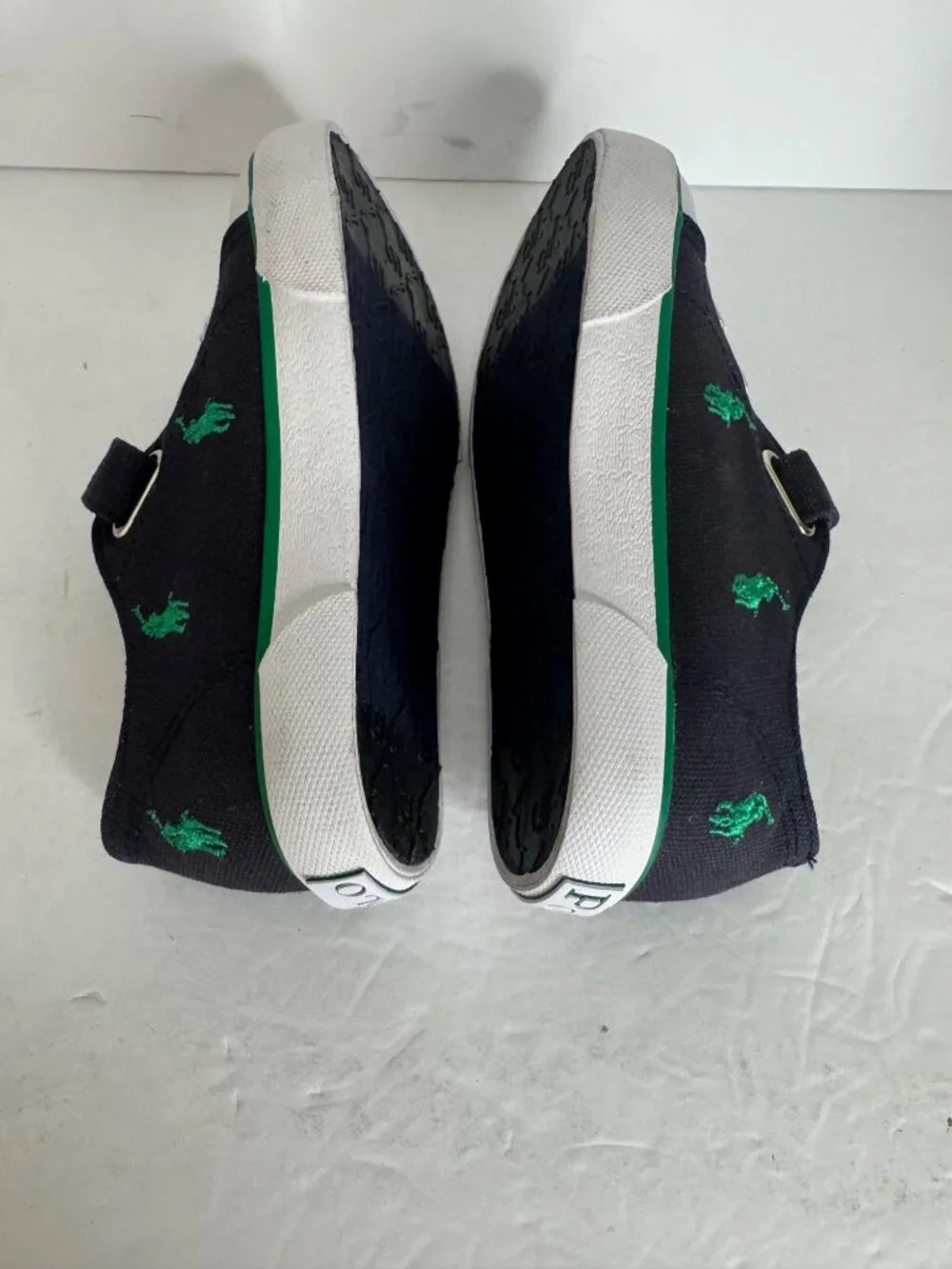 Polo Ralph Lauren Bal Harbour Cap Toe Repeat Toddler Sneaker Size 9 Navy Green - Picture 5 of 6